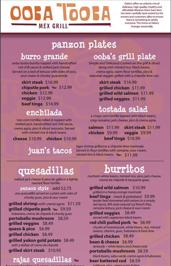 Ooba Tooba Menu - Image 4